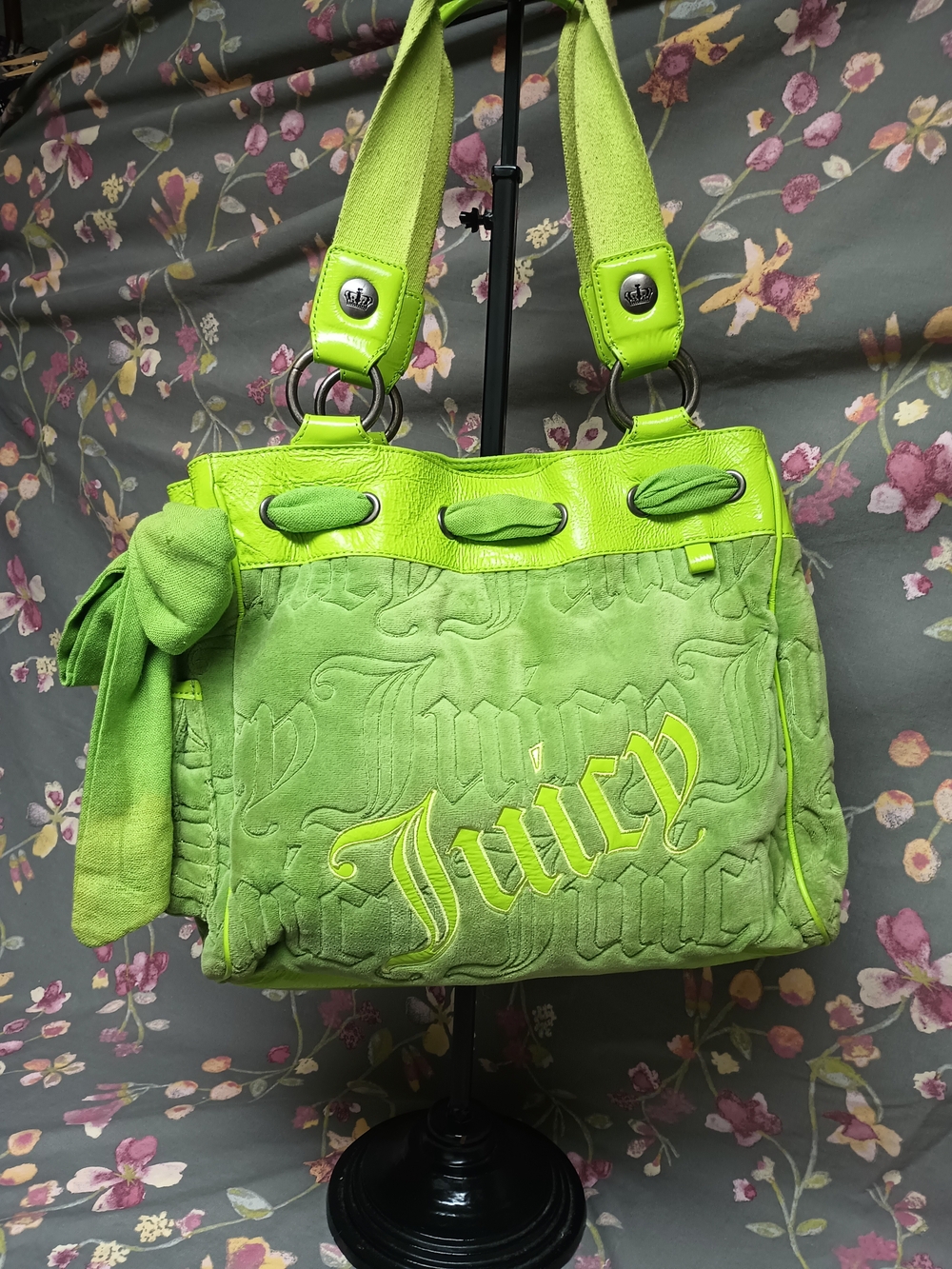 RARE Vintage Juicy Couture Lime Green Velour Daydreamer Bag EXCELLENT Condition